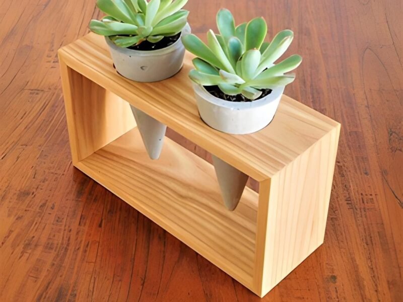 Mesa de madeira feita a mão